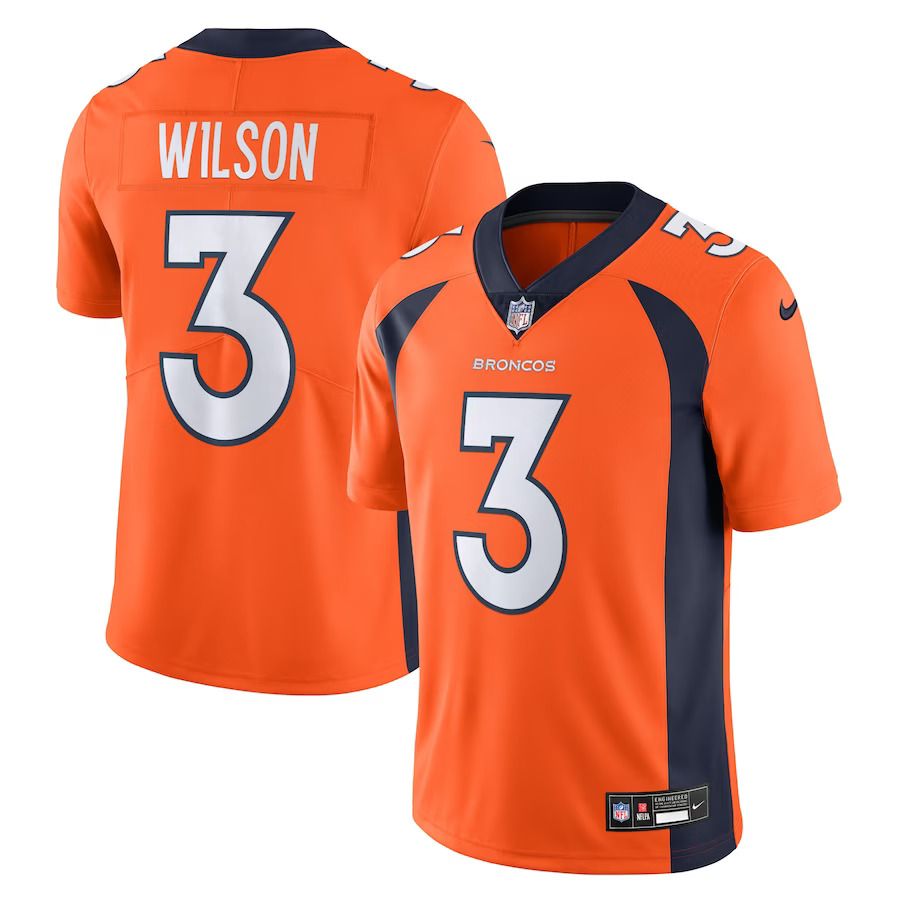 Men Denver Broncos 3 Russell Wilson Nike Orange Vapor Untouchable Limited NFL Jersey